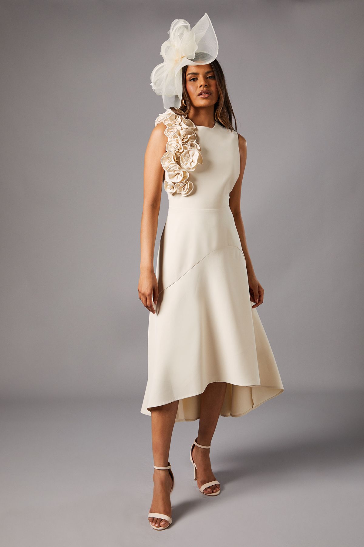 Coast Petite 3D Corsage High Low Dress Champagne image 1