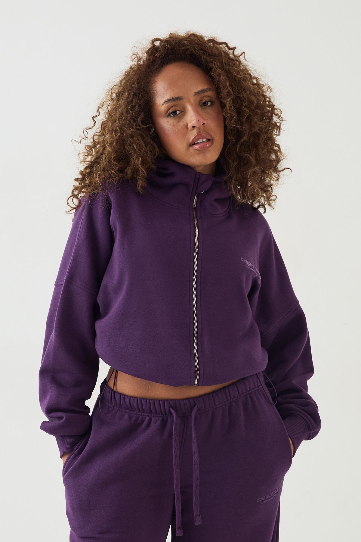 DSGN Studio DSGN Studio Sport Training Club Toggle Hem Funnel Neck Hoodie Blackcurrant image 3