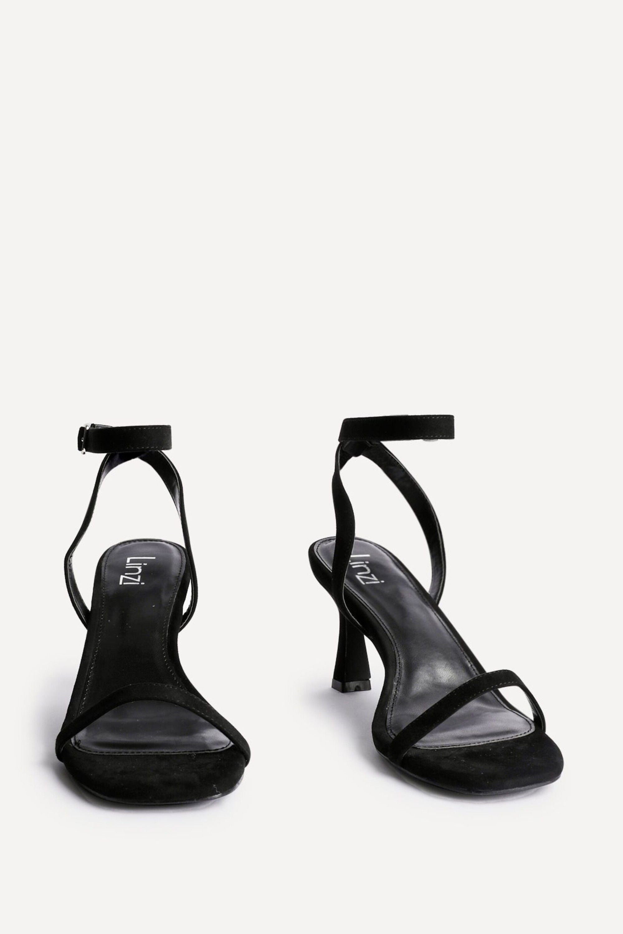 Linzi Elevate Black Faux Suede Barely There Stiletto Heeled Sandals image 3