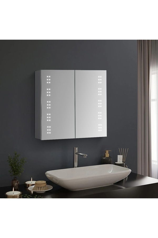 Living and Home Frameless Double Door LED Bathroom Mirror Cabinet