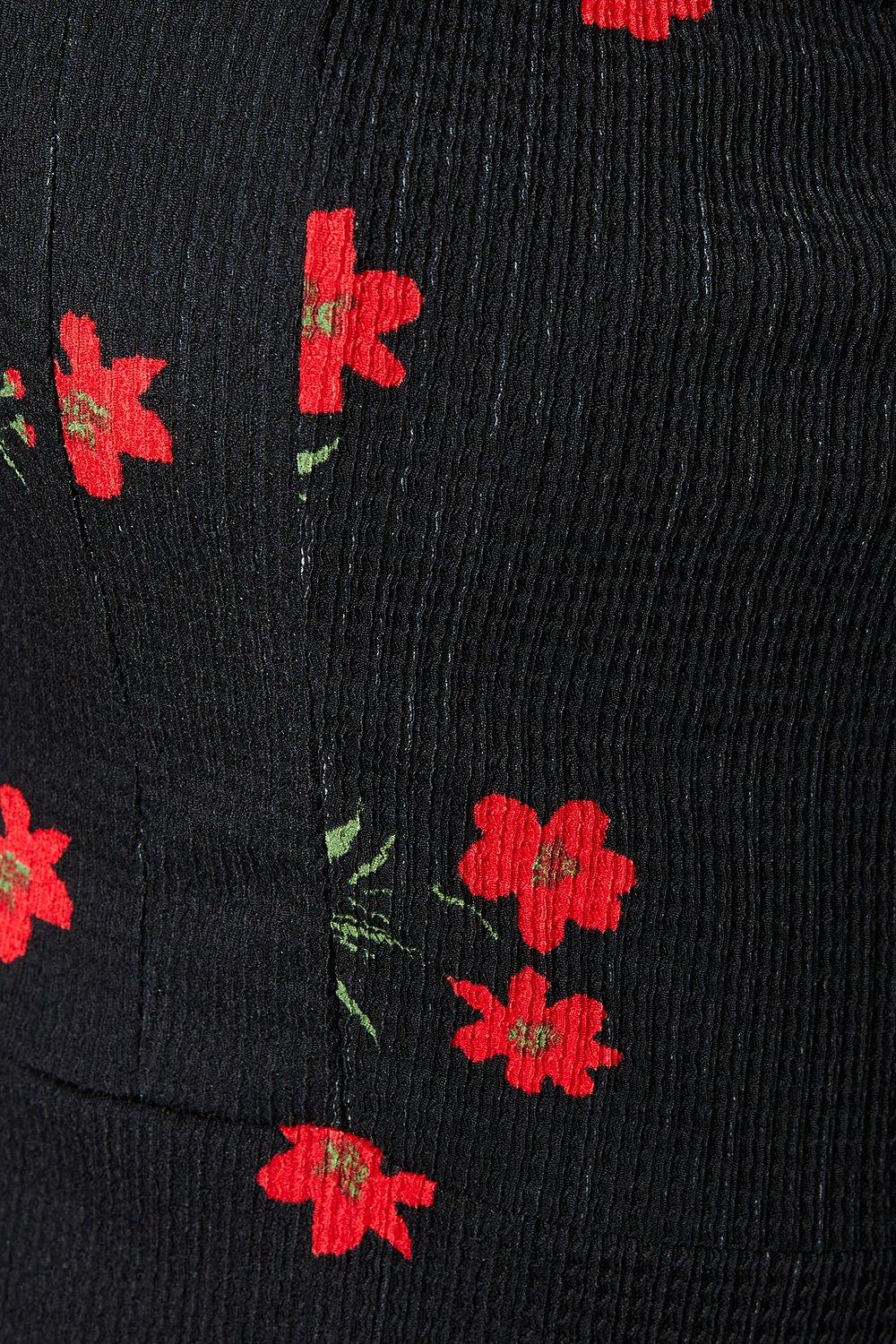 Dorothy Perkins Floral Seamed Midi Dress Black image 5