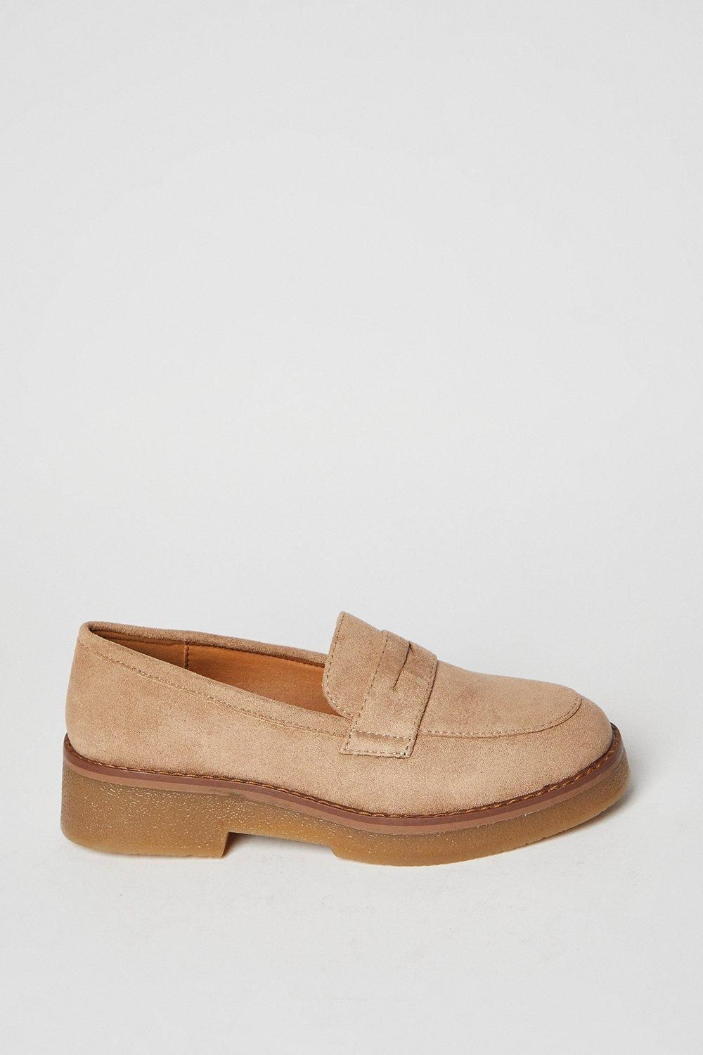Oasis Buttercup Faux Suede Chunky Penny Loafers Natural image 2