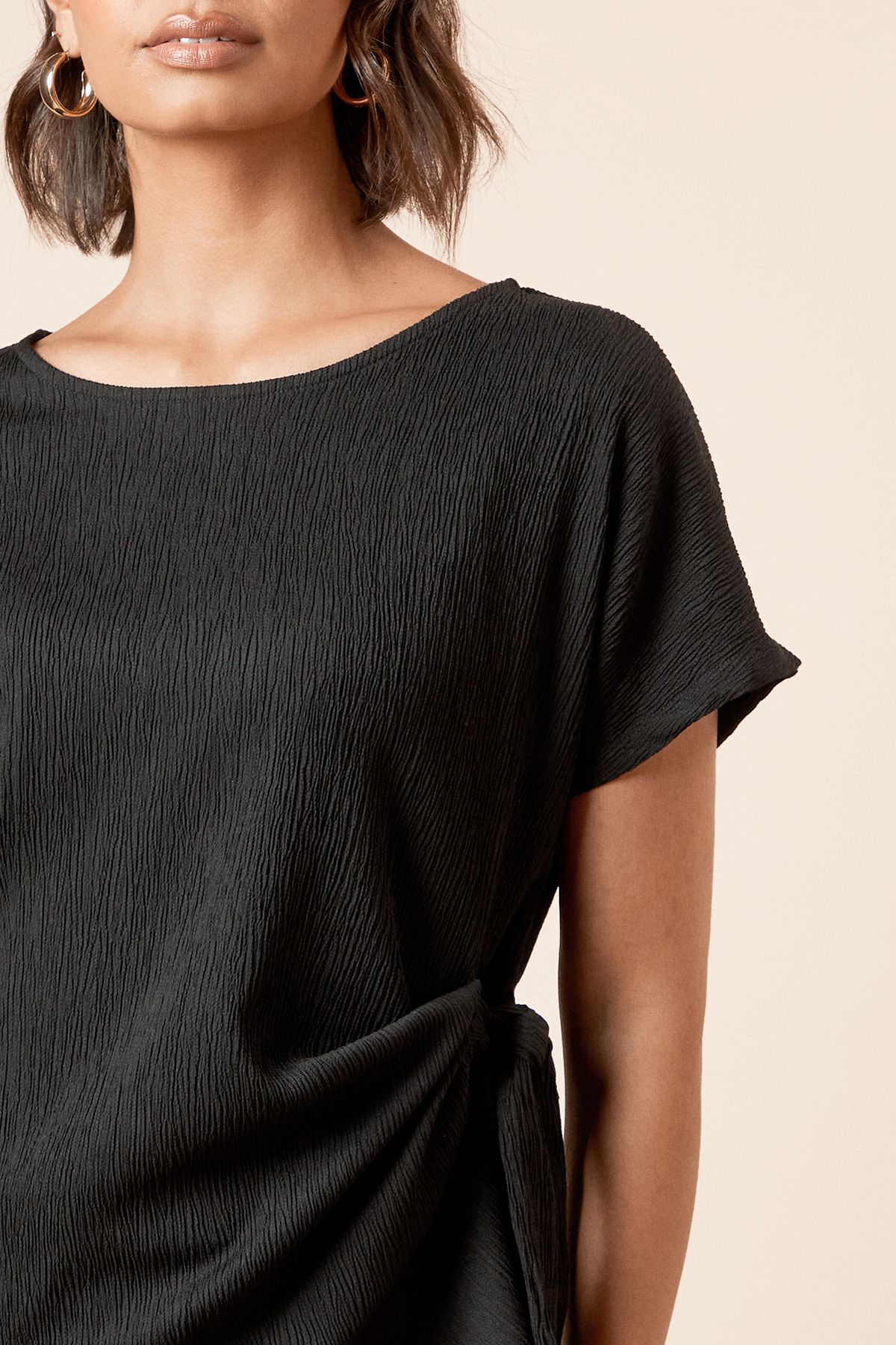 Dorothy Perkins Knot Tie Side Jersey T Shirt Black image 3