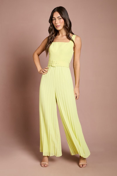 Coast Seam Detail Pleated Wide Leg Jumpsuit Lemon