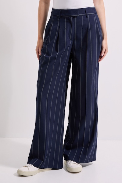 Dorothy Perkins Pinstripe Pleated Wide Leg Trouser Navy