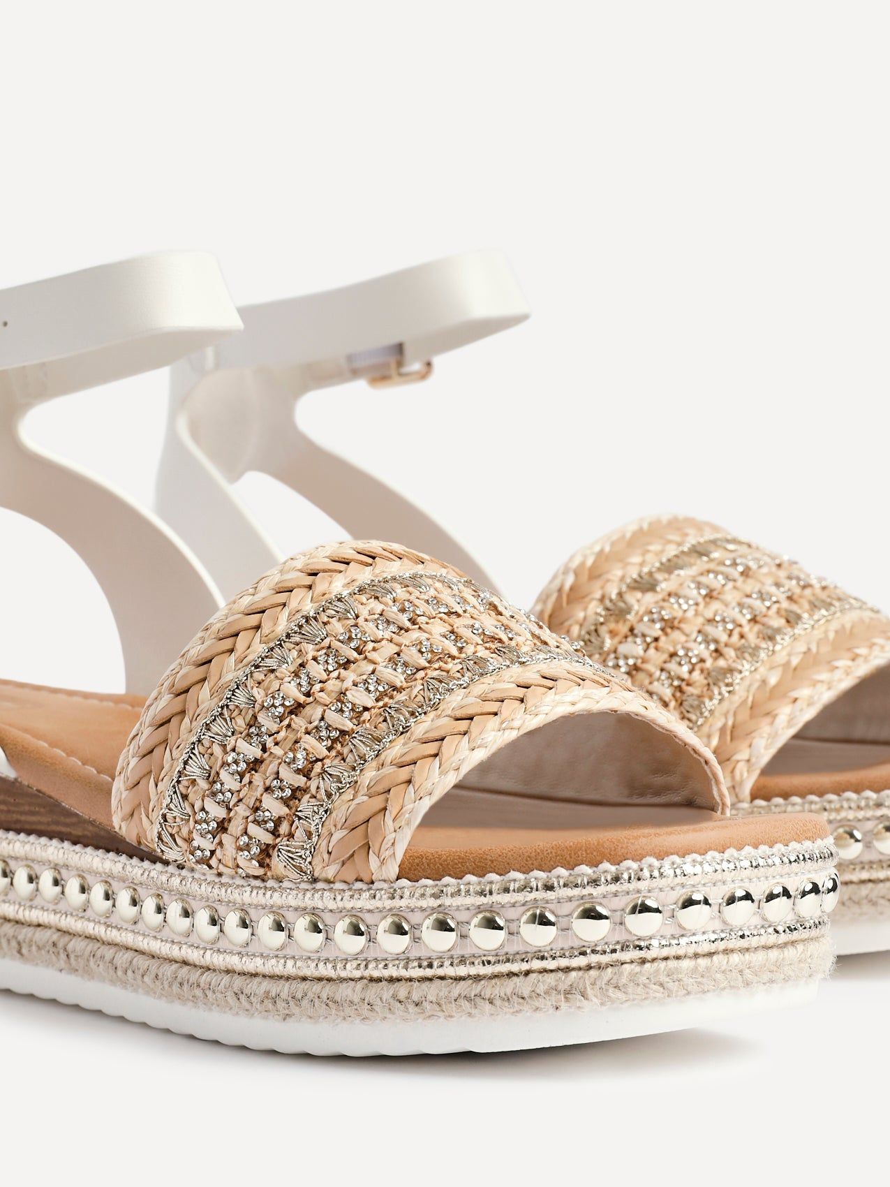 Linzi Opulant Gold Embellished Espadrille Flatform Sandals image 4
