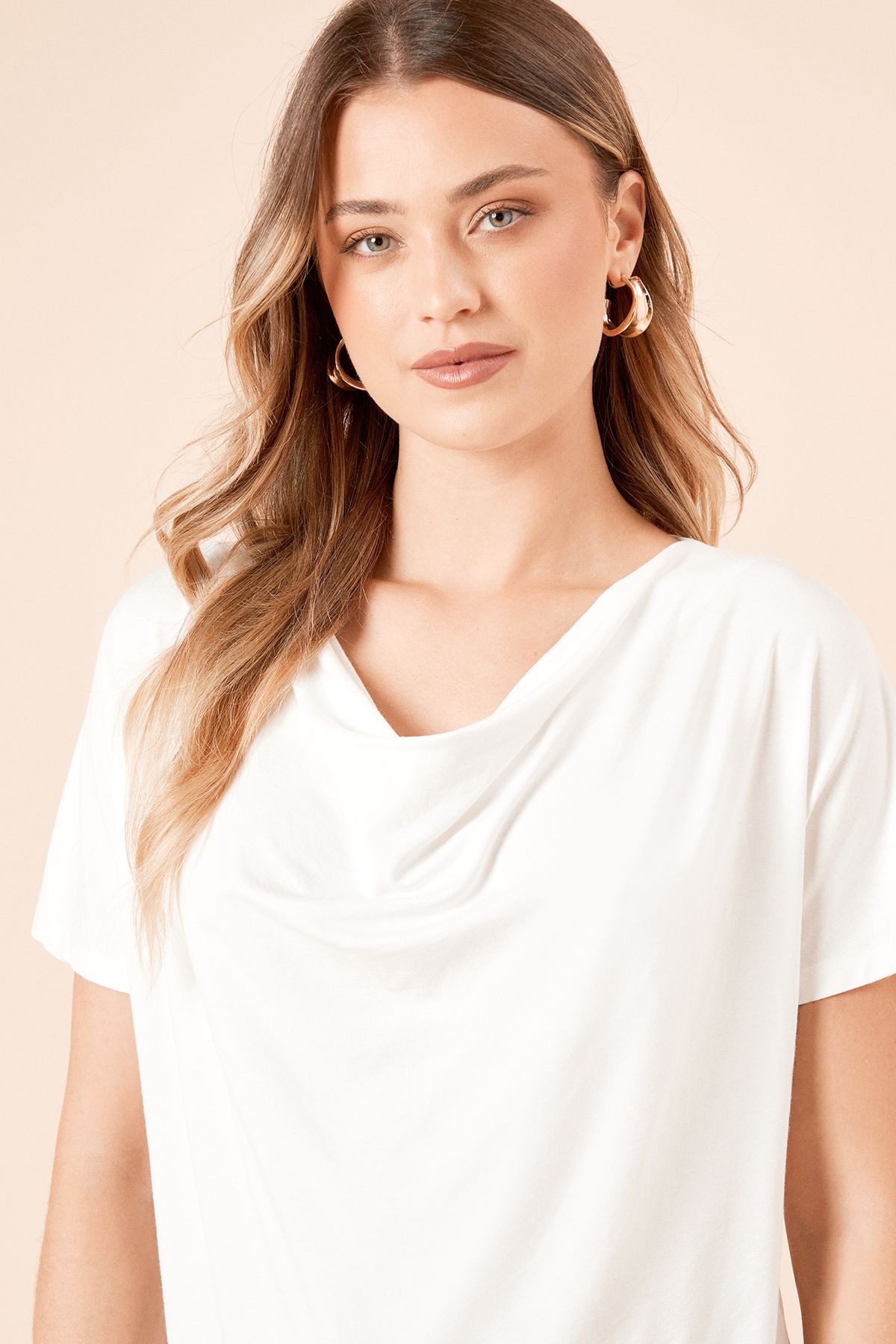 Dorothy Perkins Cowl Neck T Shirt Ivory image 3