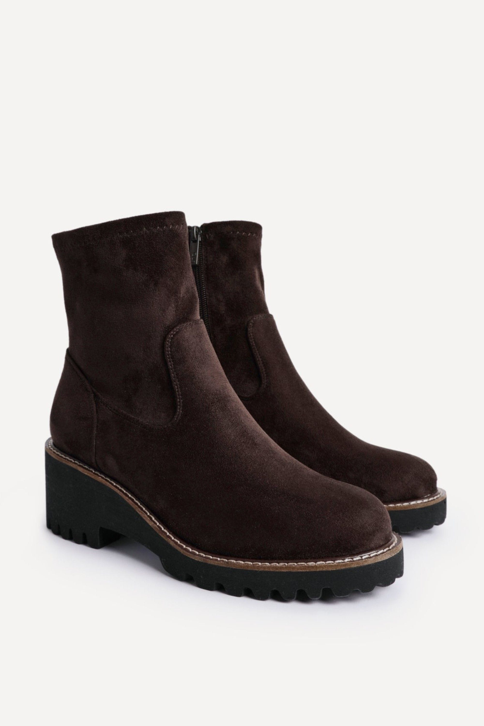 Linzi Trish Brown Faux Suede Wedged Ankle Boots image 4