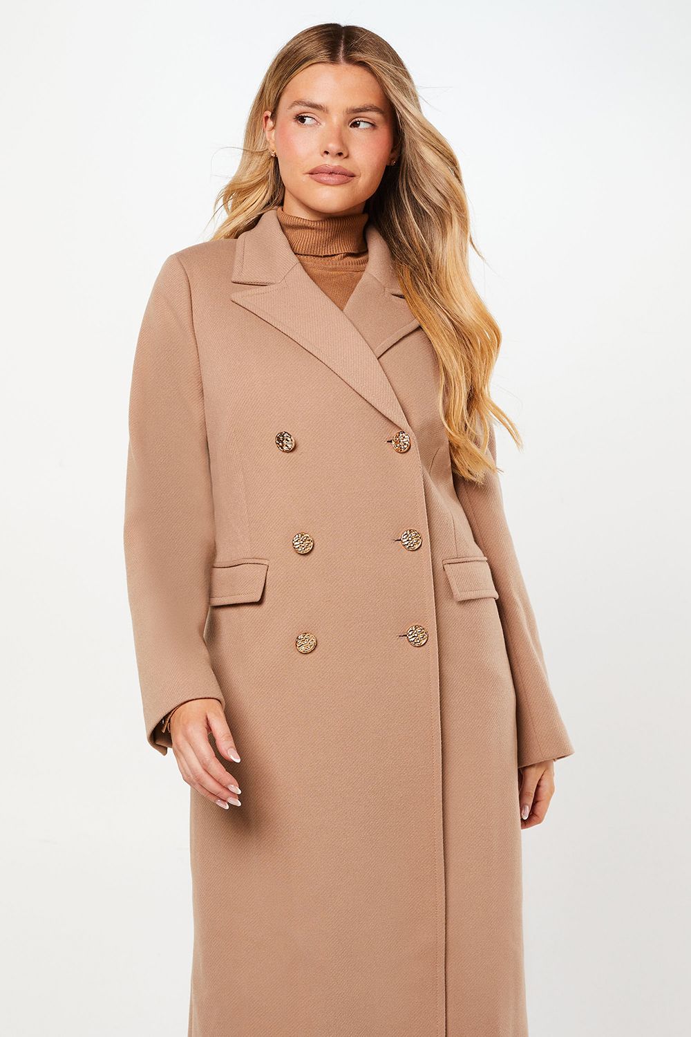 Dorothy Perkins Military Double Breasted Maxi Coat Camel image 6