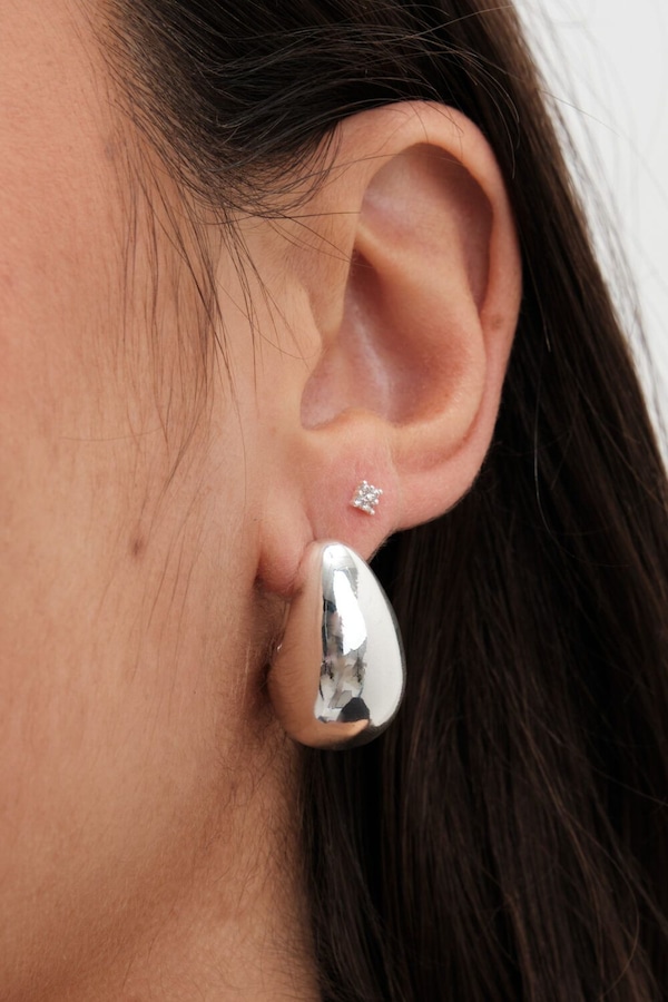 Jon Richard Silver Plated Curved Domed Earrings