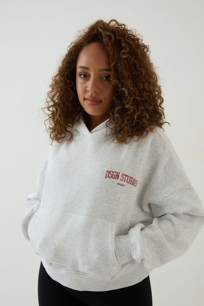 DSGN Studio DSGN Studio Collegiate Printed Boxy Hoodie Ash Grey