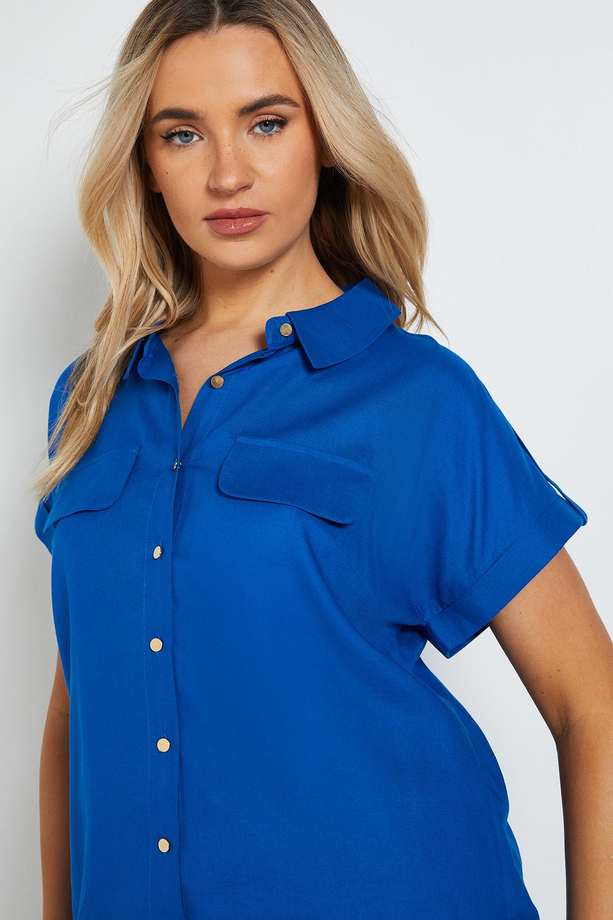 Dorothy Perkins Button Up Roll Sleeve Blouse Cobalt image 4