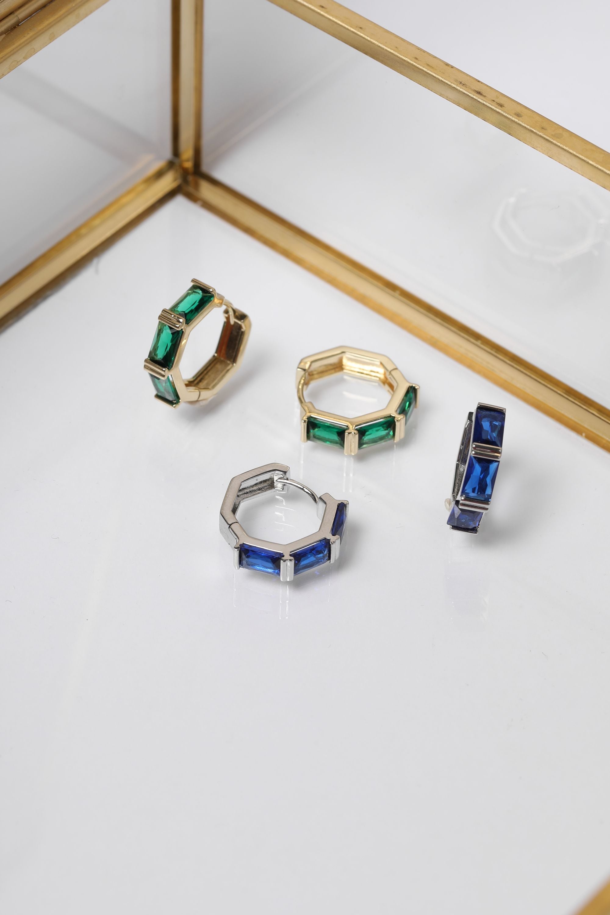 Jon Richard Gold Plated and Emerlald Stone Hoop Earrings image 3