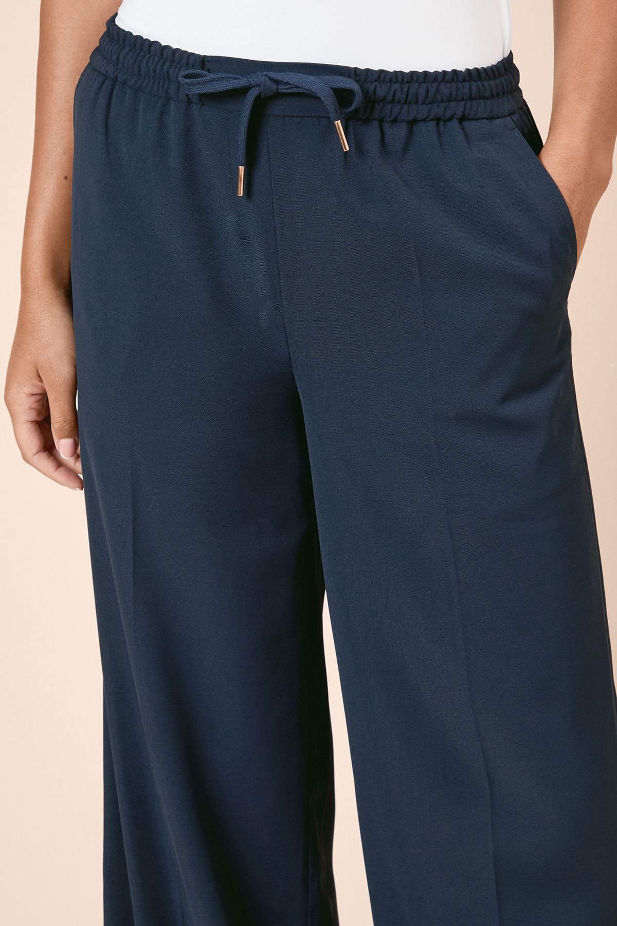 Dorothy Perkins Tie Waist Wide Leg Trousers Navy image 3