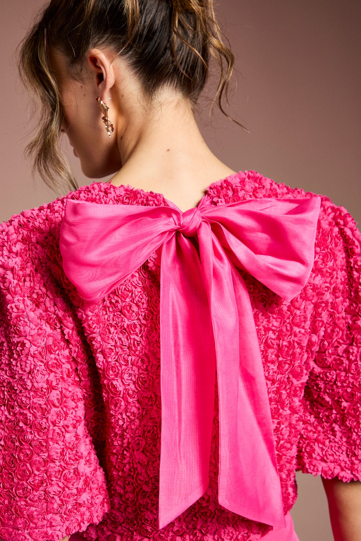 Coast 3D Floral Blouse With Organza Tie Hot Pink image 5