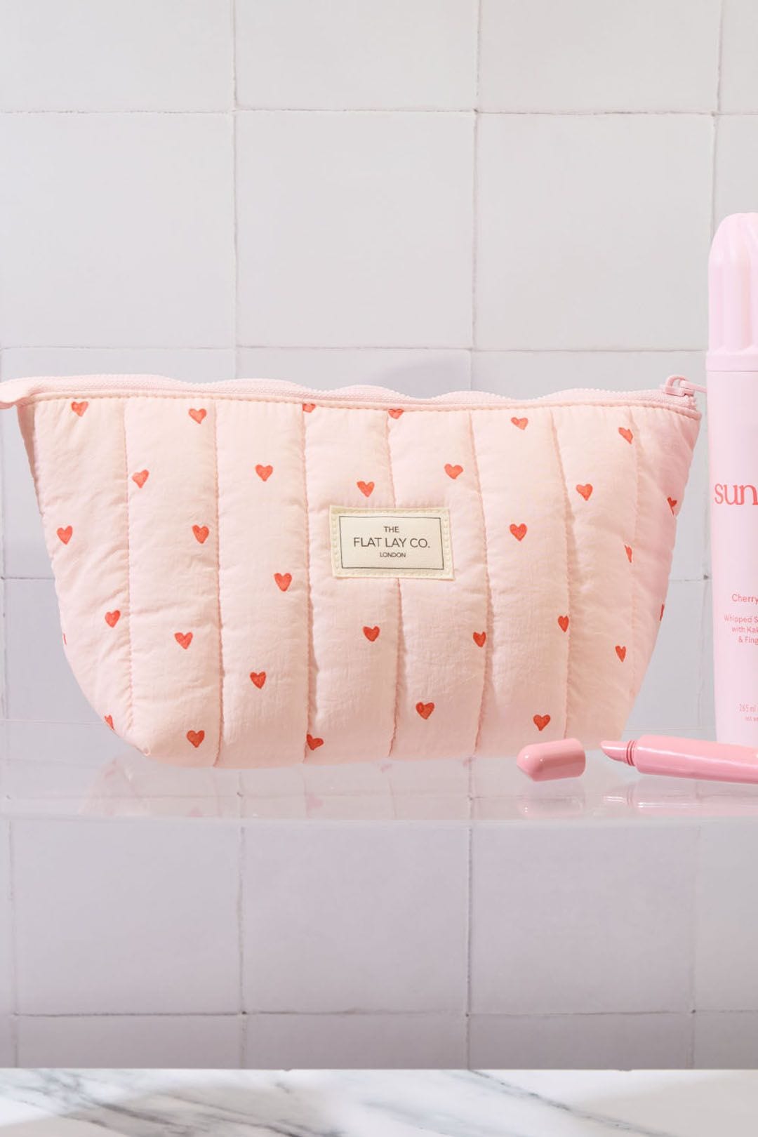 The Flat Lay Co Essential Makeup Pouch - Sweet Pink Hearts Multi image 6