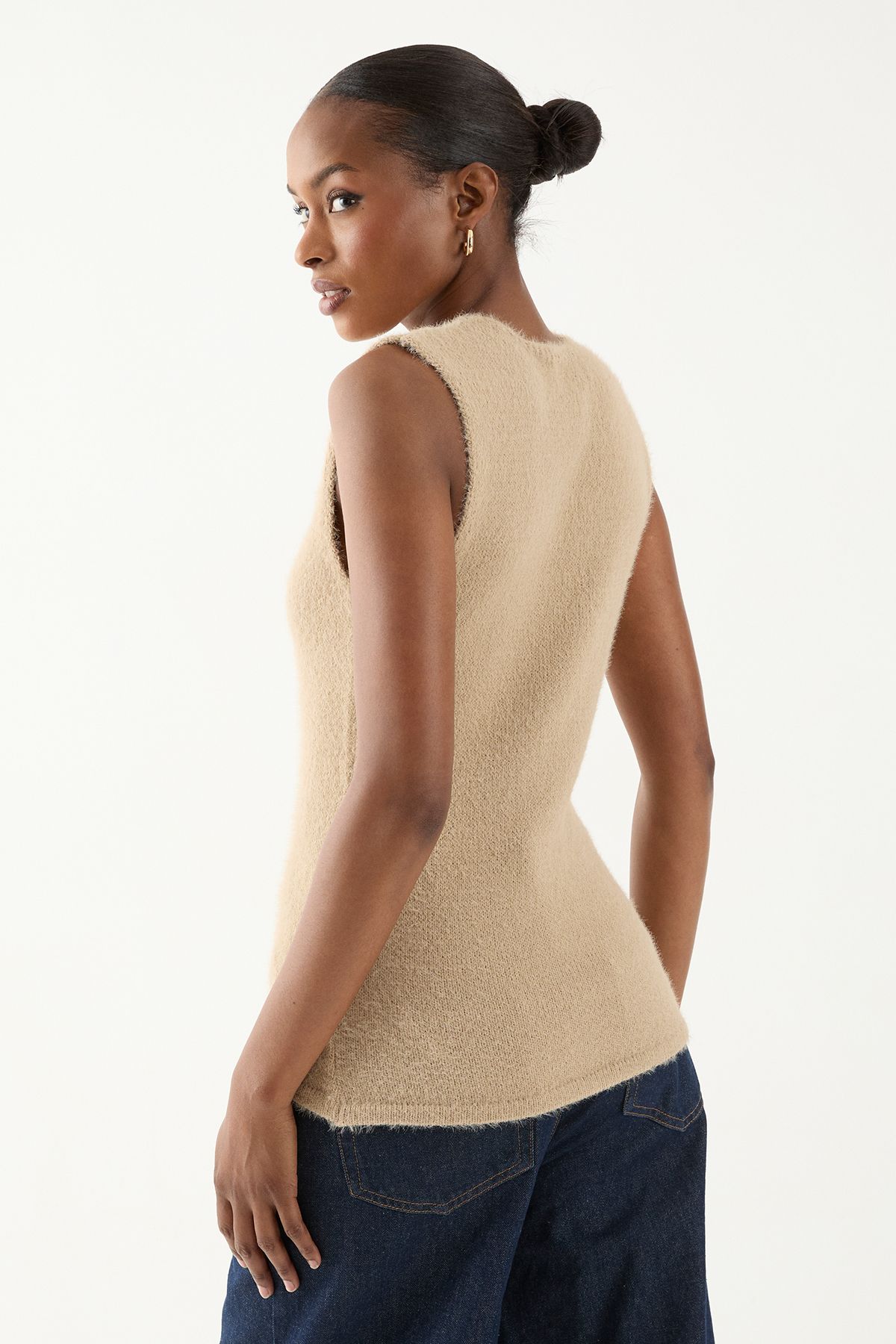 MissPap Eyelash Knit Sleeveless Top Taupe image 4
