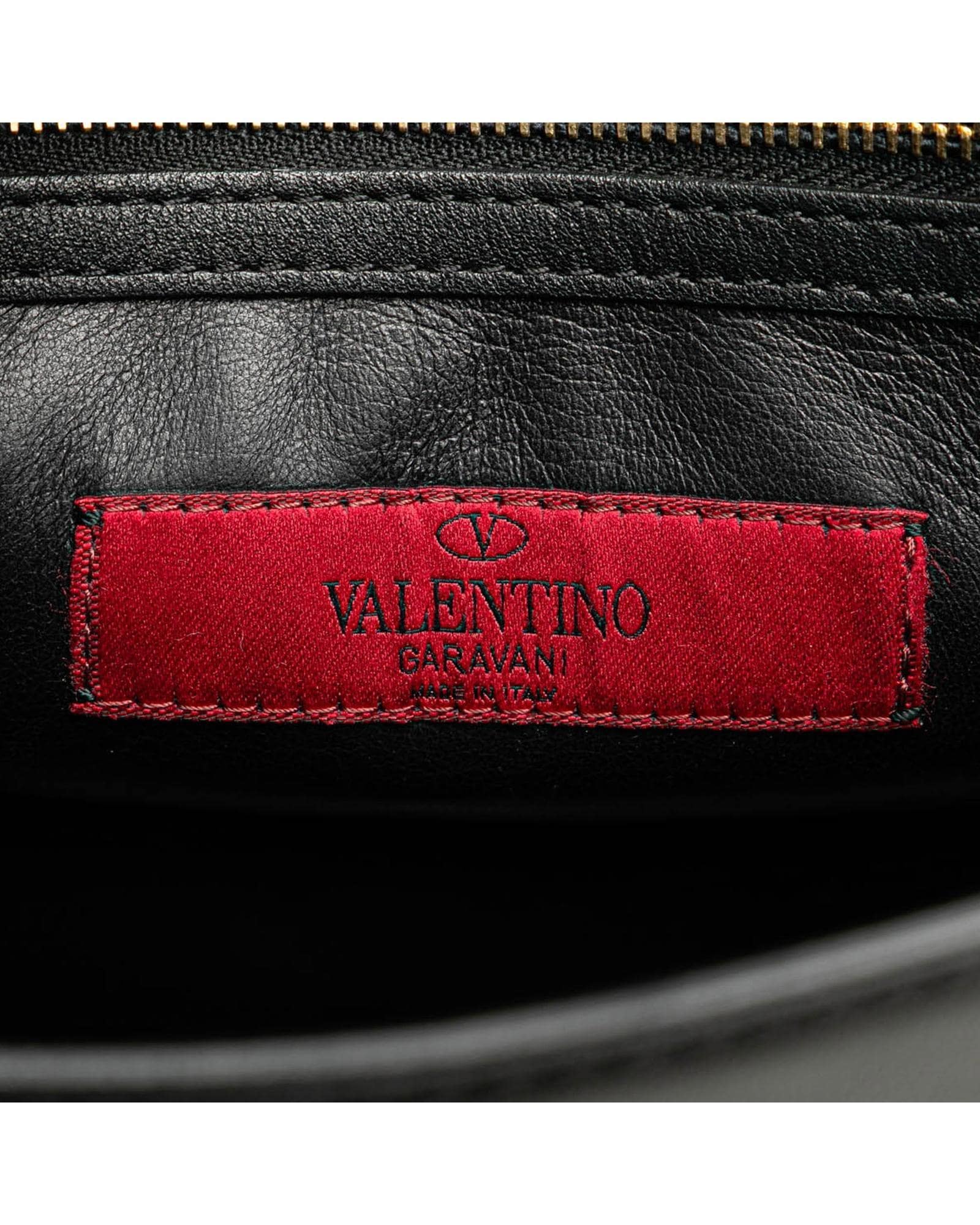 Valentino Preloved Rockstud Shoulder Bag HalfMoon Shape Wo - Black image 6