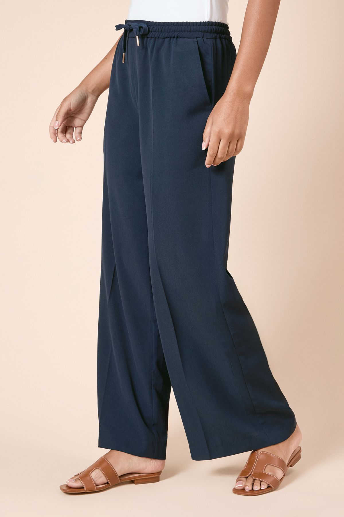 Dorothy Perkins Tie Waist Wide Leg Trousers Navy image 2