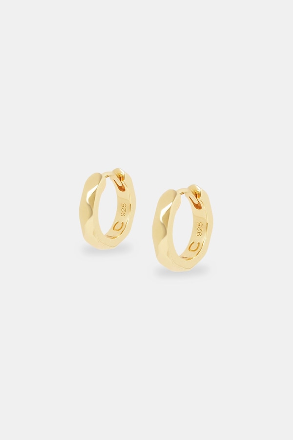 Cernucci Pyramid Hoop Earrings - Gold - 12mm