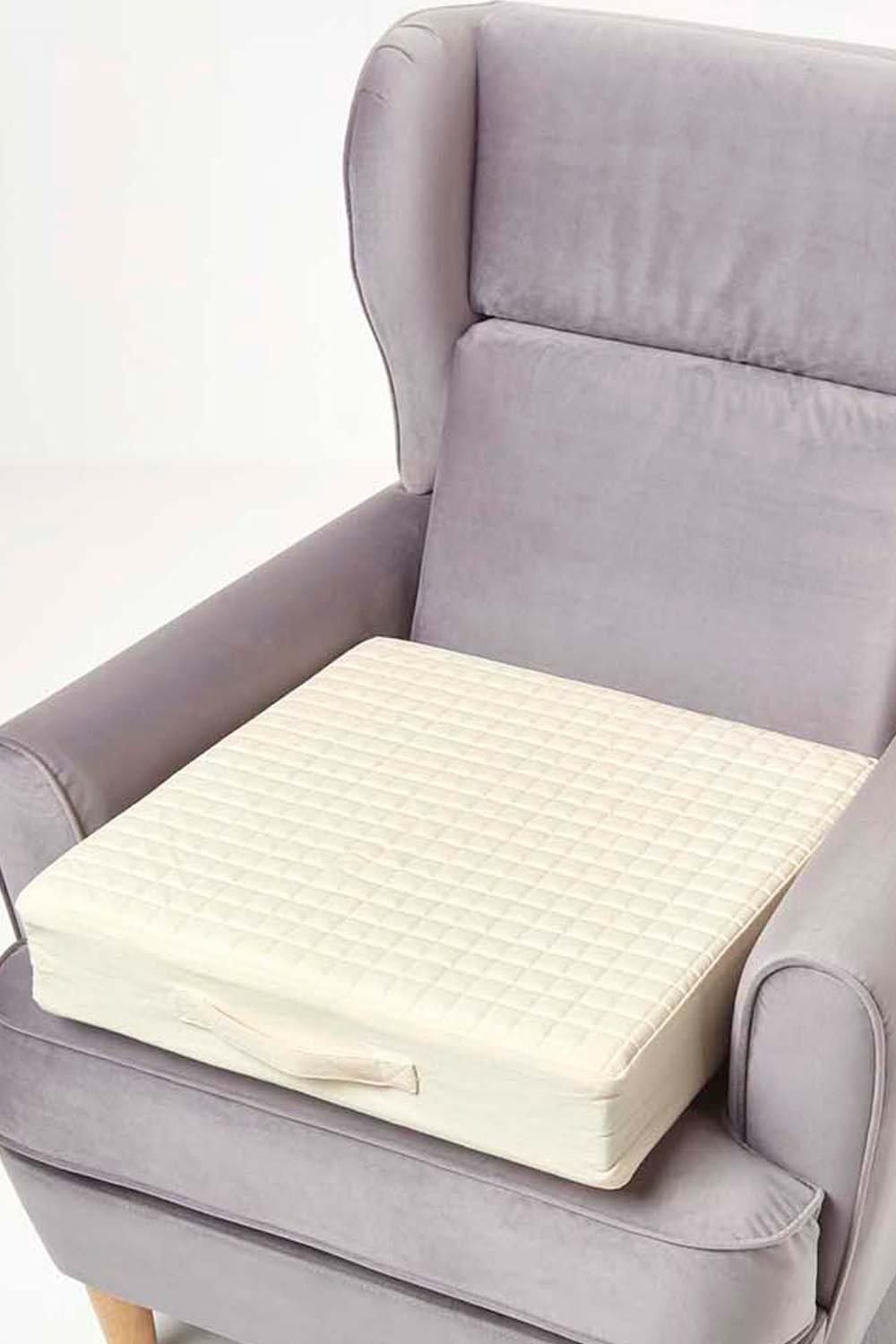 Homescapes Quilted Cotton Armchair Booster Cushion Cover image 2