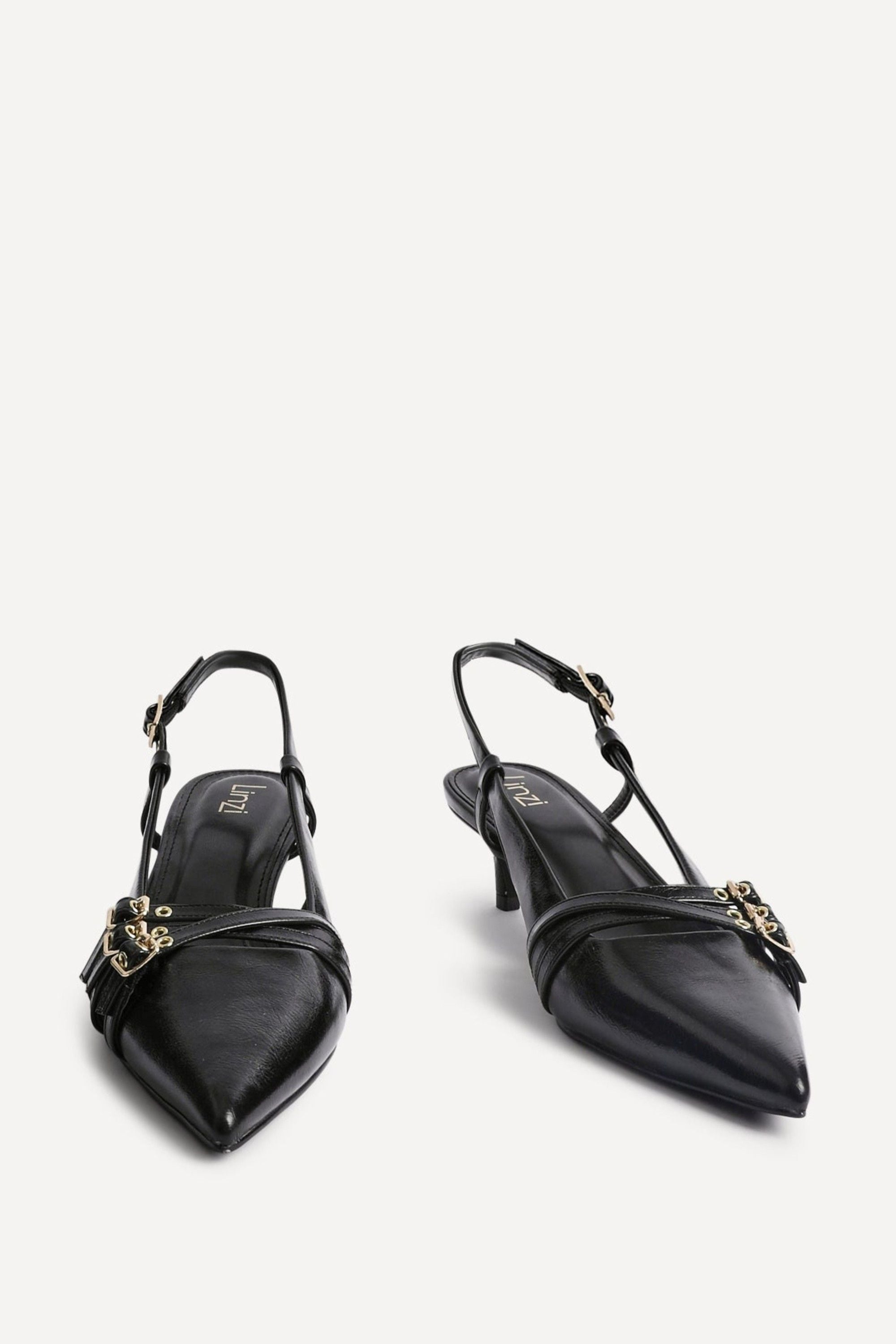 Linzi Retro Black Patent Kitten Court Heels image 3