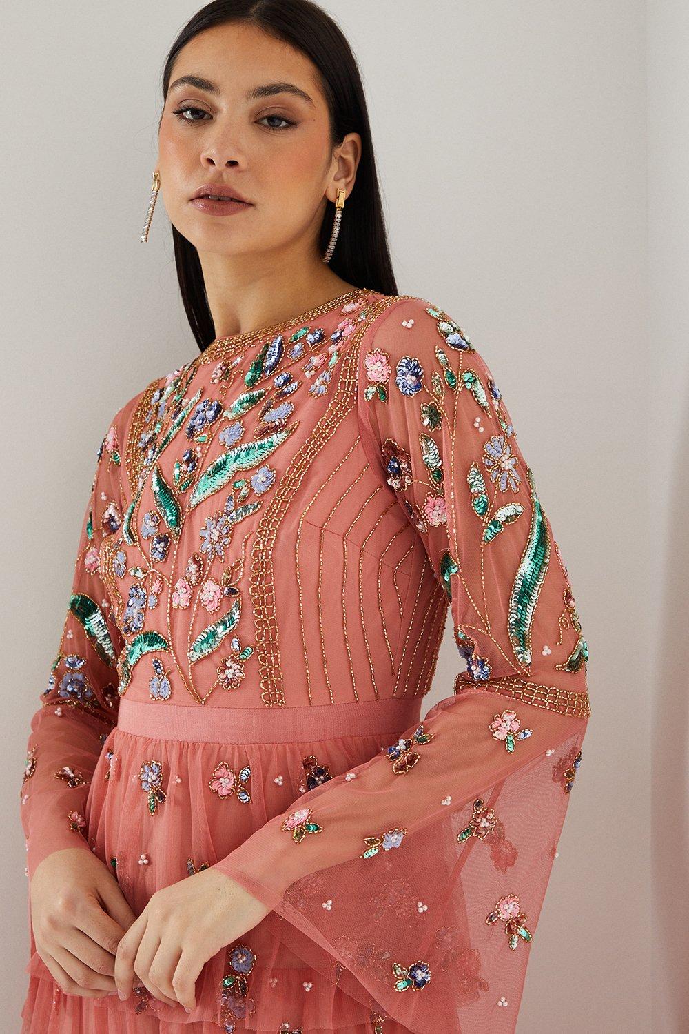 Double Straps Pleated Skirt Dress with Self-tie Coral