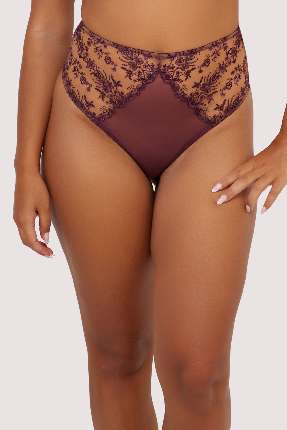 Playful Promises Cassia Wine Custom Embroidery High Waisted Thong image 3