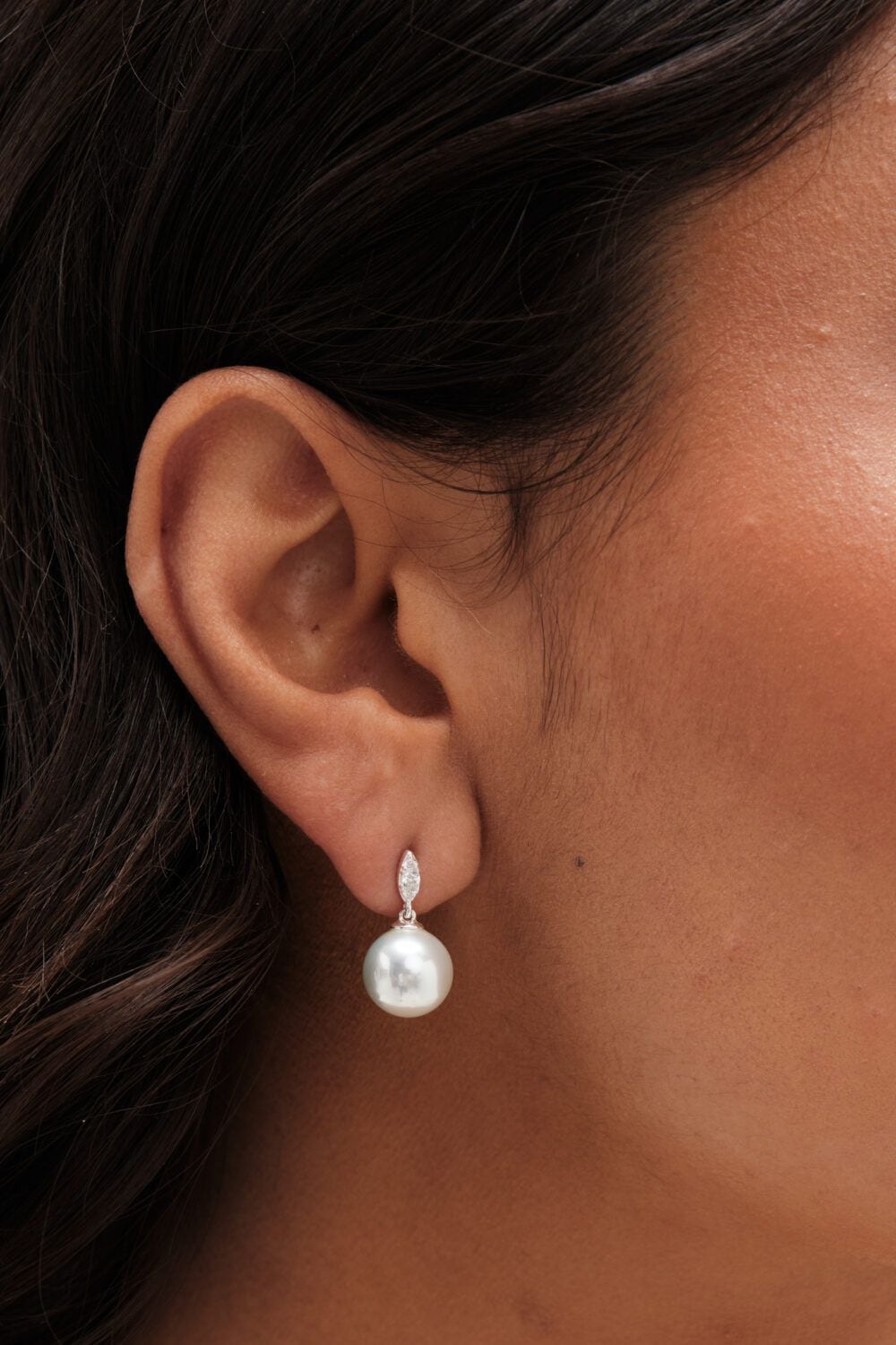 Simply Silver Sterling Silver 925 Cubic Zirconia Linear Navette Drop Earrings image 3