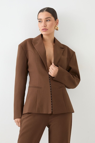 MissPap Tailored Dipped Waist Blazer Chocolate