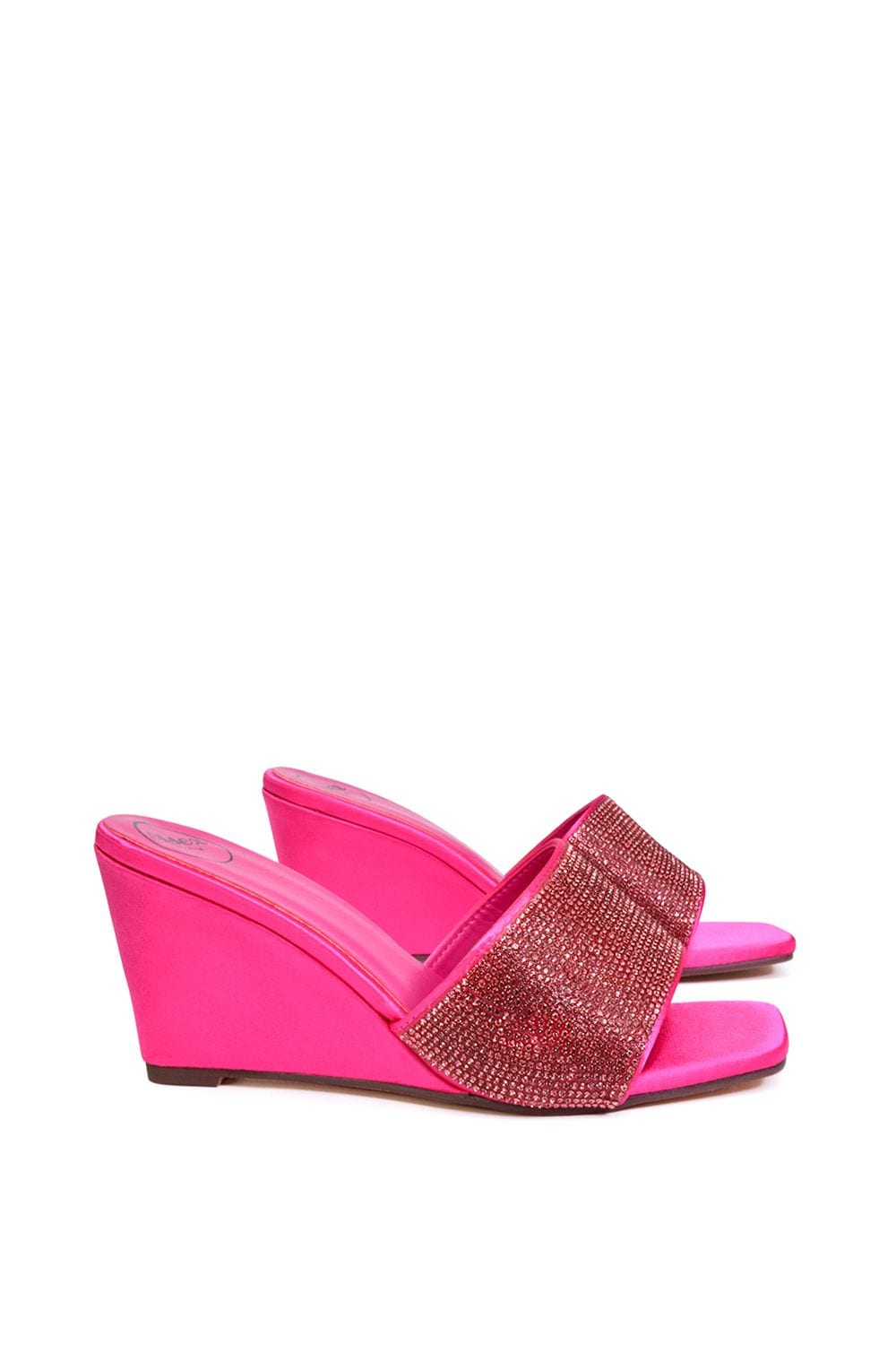 XY London 'Eliza' Slip On Mule Diamante Sandal Wedge Heels With Square Toe image 2