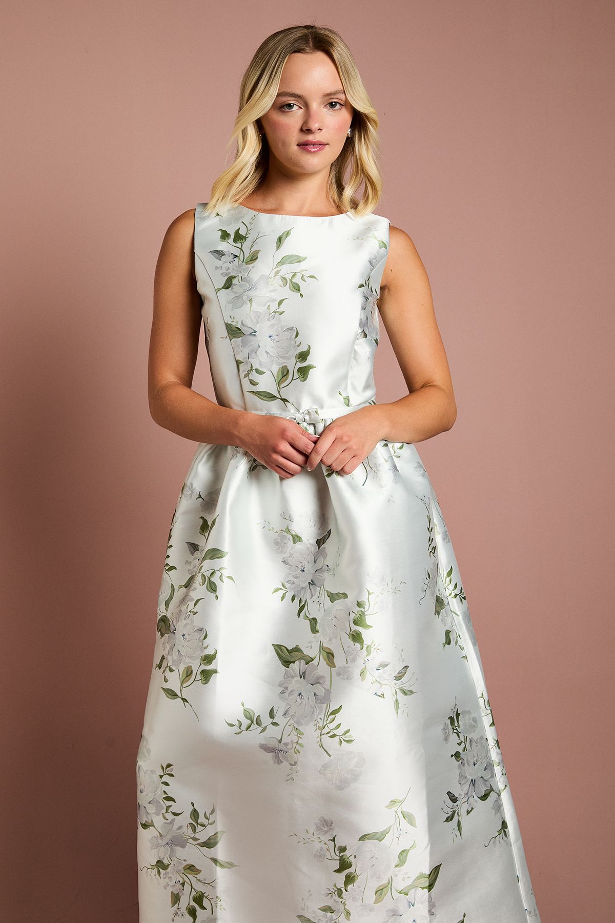 Coast Teen Coast Twill Bow Floral Maxi Bridesmaid Dress Sage image 2