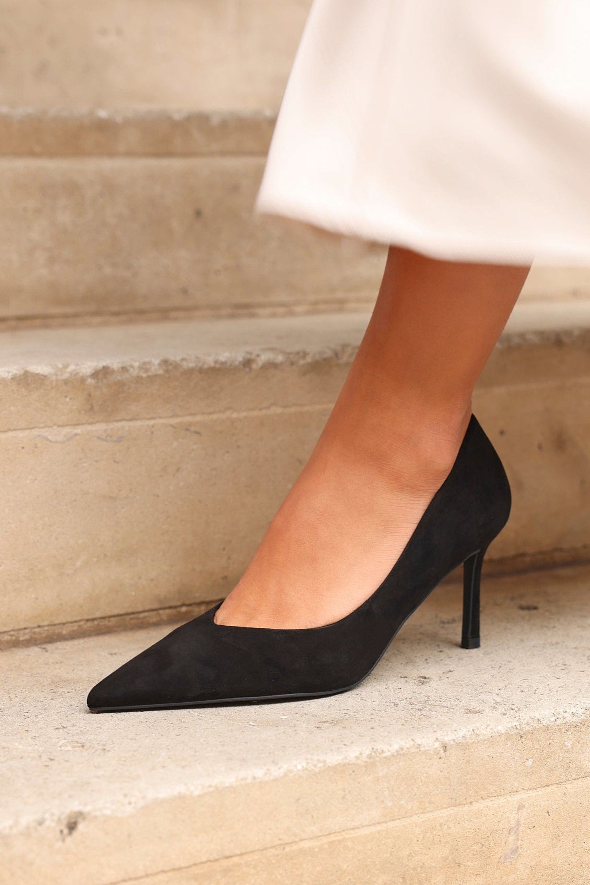 Linzi Classic Black Faux Suede Court Heels image 7