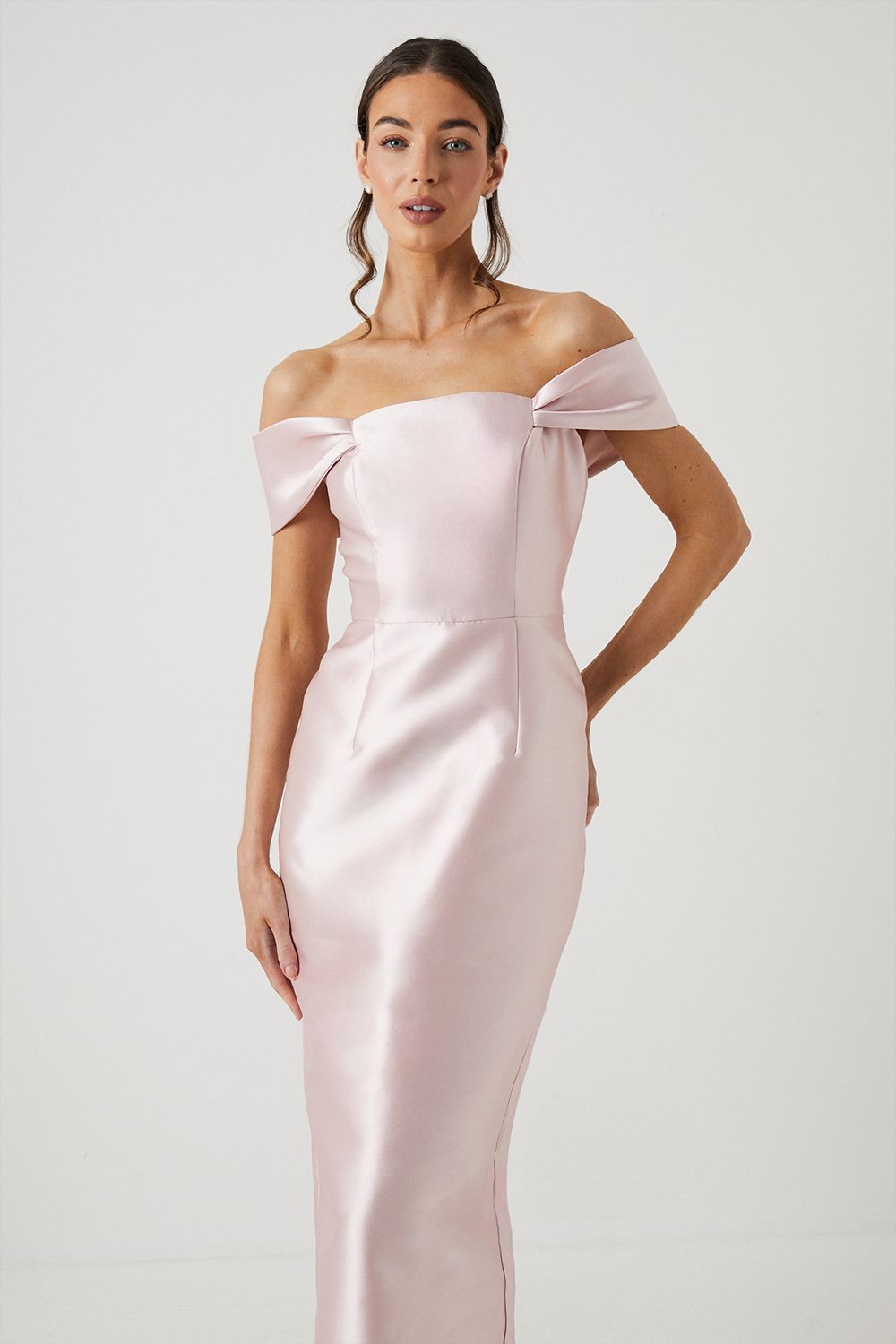 Coast Coast Honoured Twill Bardot Column Midi Bridesmaid Dress Blush image 2