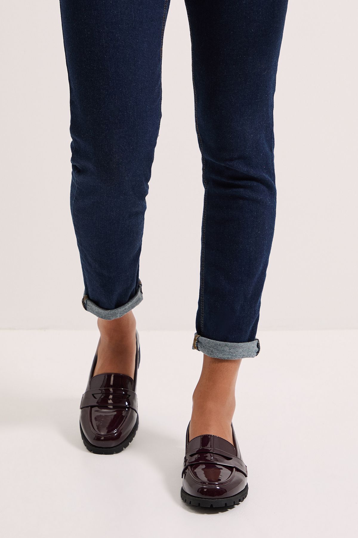 Dorothy Perkins Wide Fit Leoni Chunky Loafers Oxblood image 3