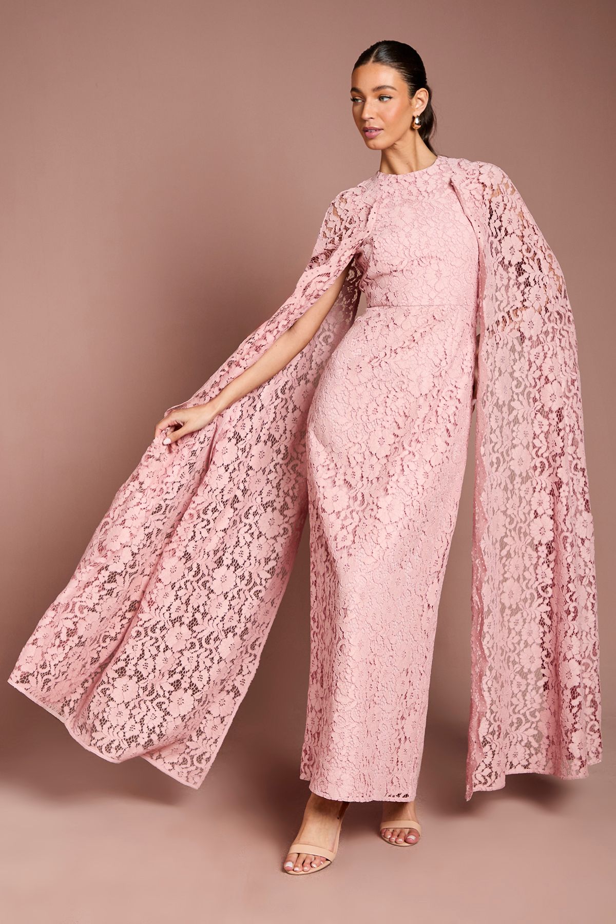 Coast Lace Cape Gown Blush