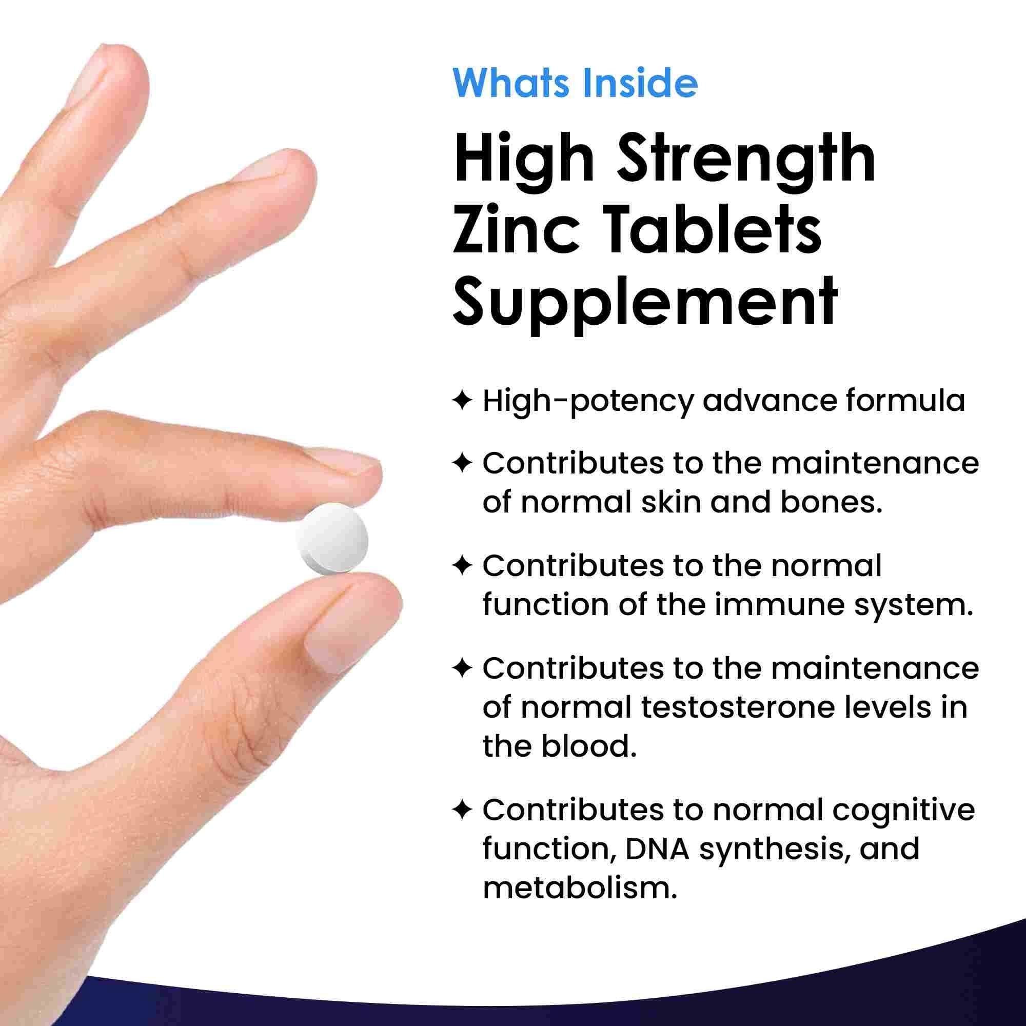 New leaf health Zinc Tablets 50mg High Strength - 365 Zinc Tablets Contributes Towards Immune Function and Maintenance of Healthy Bones, Vision, Hair, Nails and Skin image 2