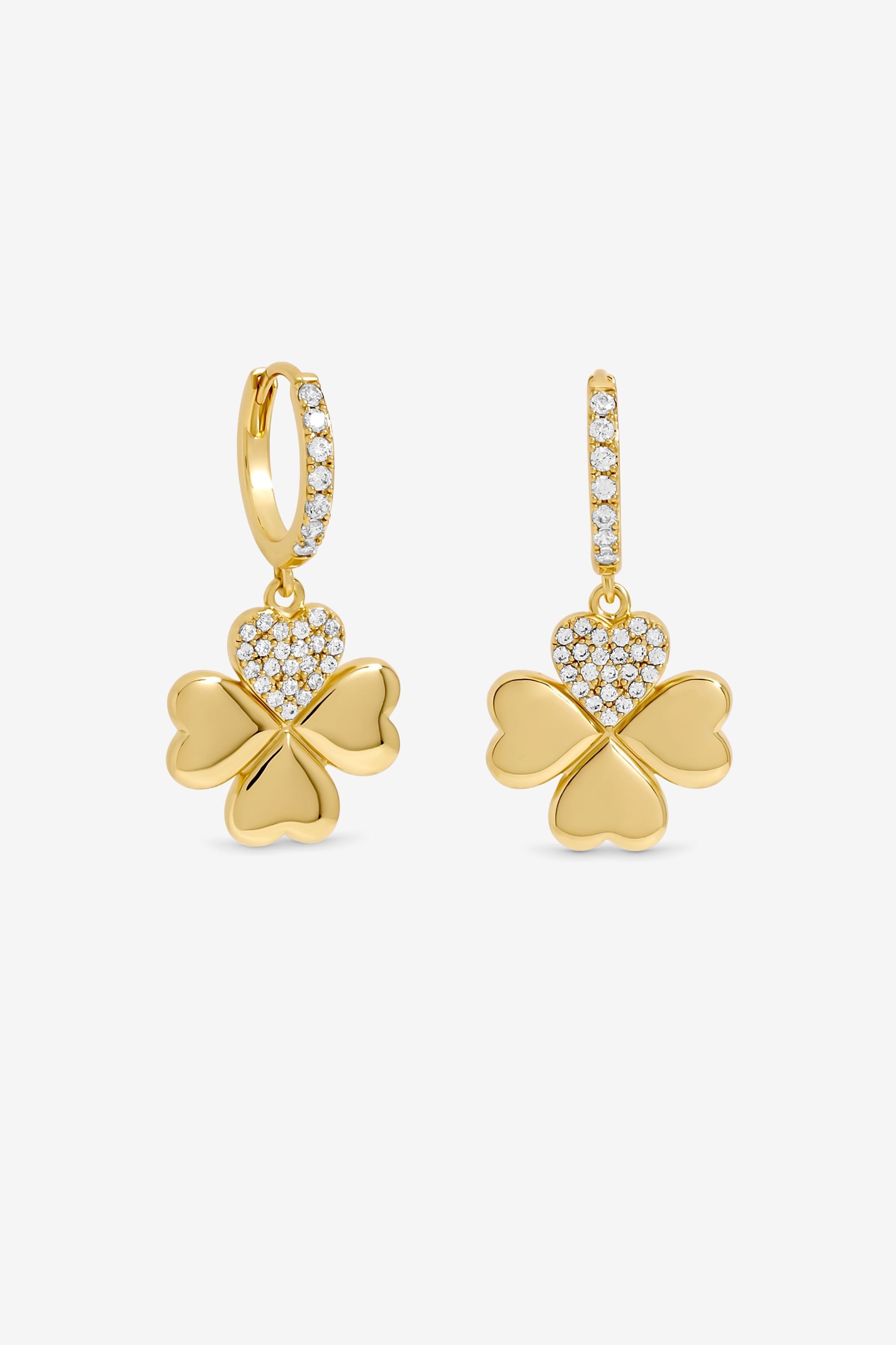 Mood Gold Plated Clover Earrings Gift Boxed image 2