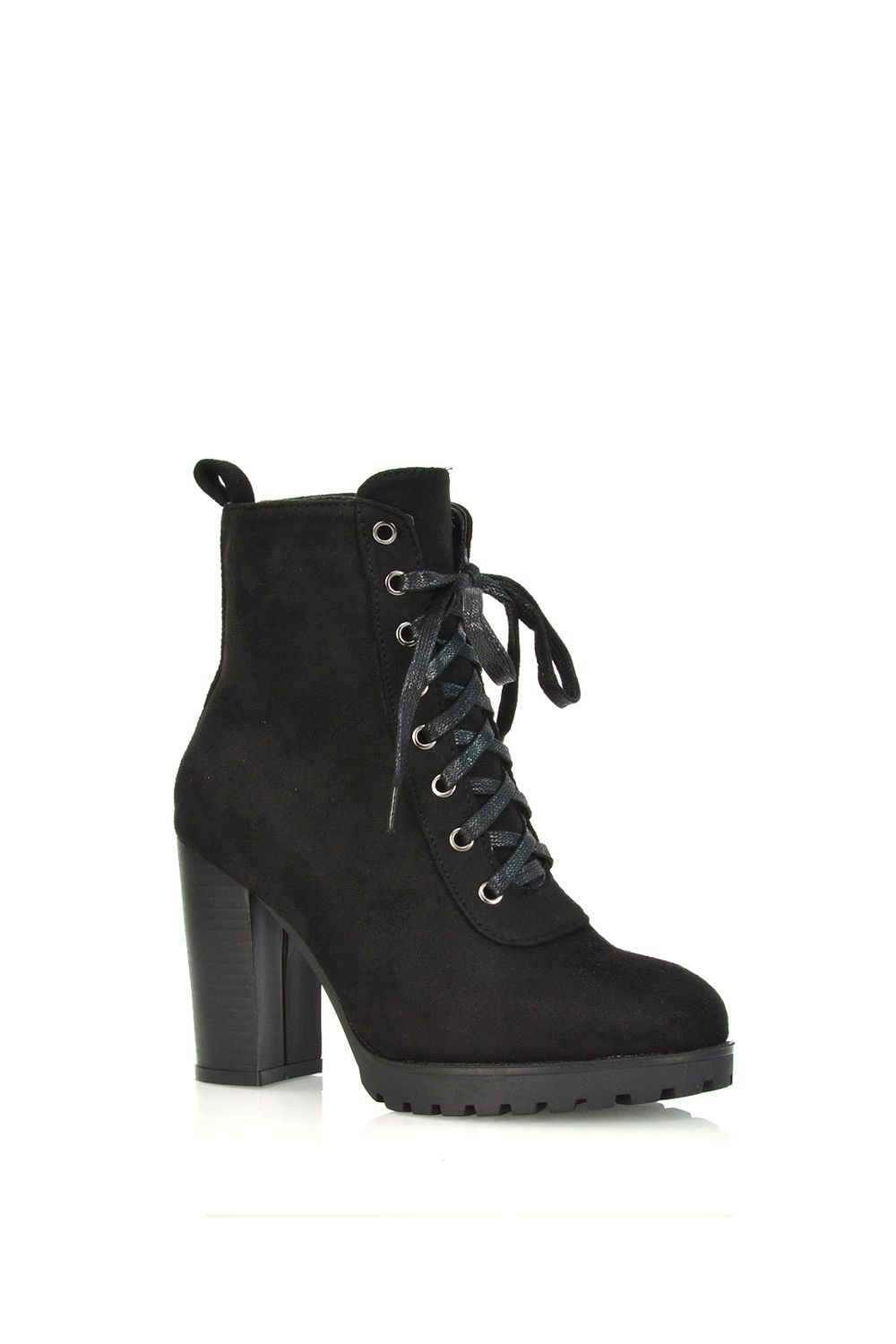 XY London 'Ariel' Lace up High Block Heel Zip-up Biker Ankle Boots image 2