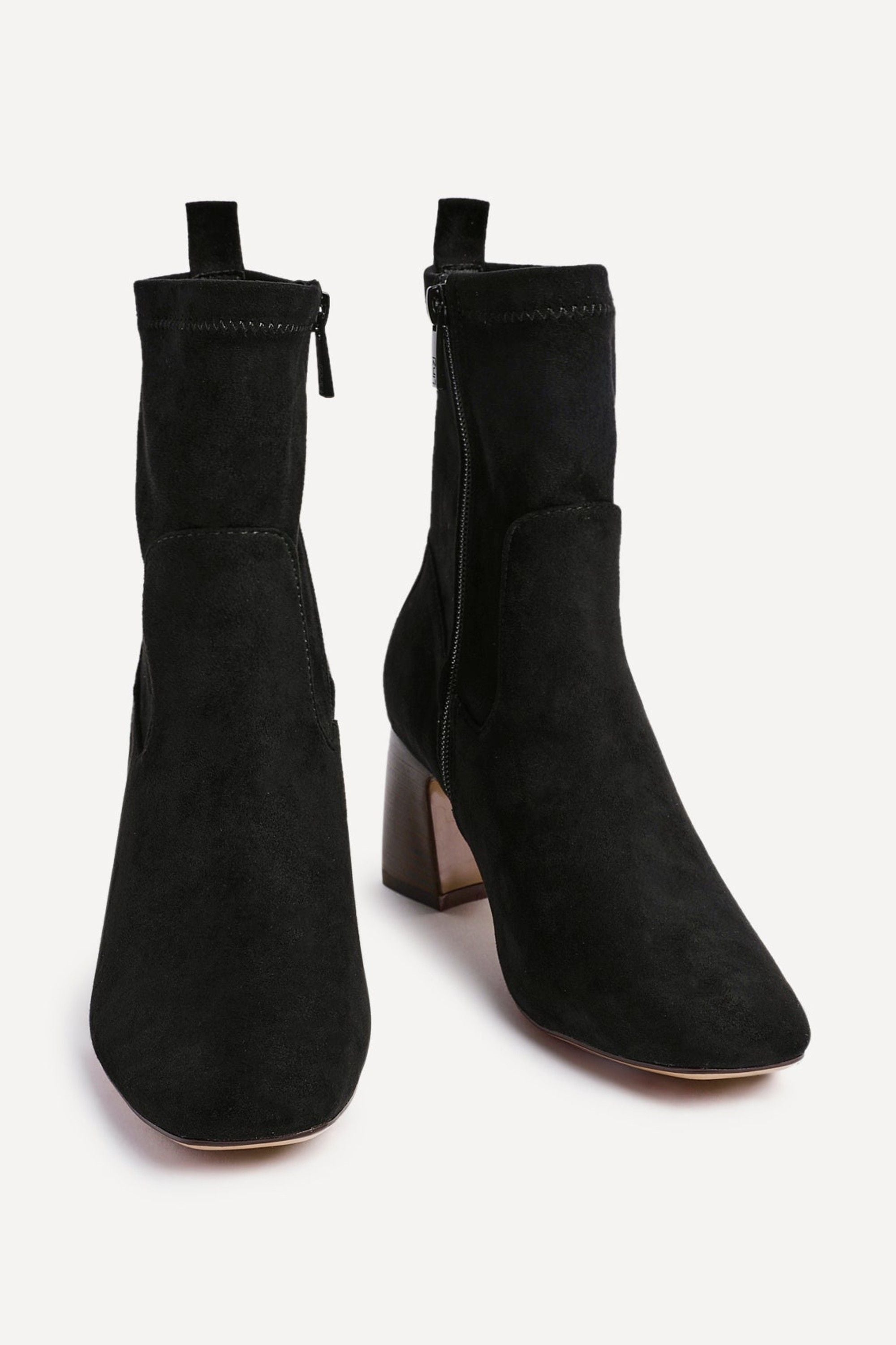 Linzi Francisco Black Faux Suede Heeled Ankle Boot image 3