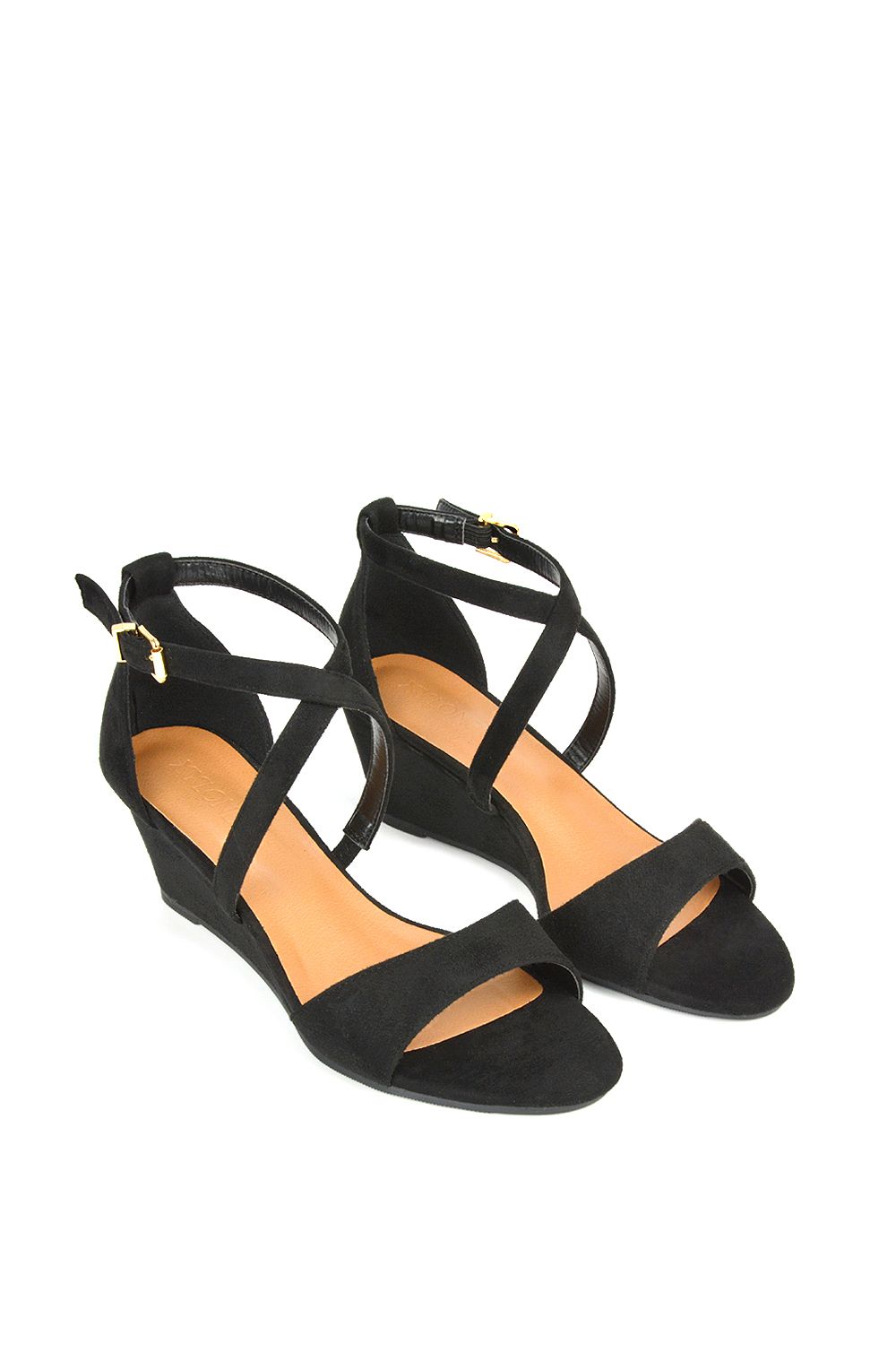XY London 'Kylie' Strappy Mid Wedge Heel Shoes With Ankle Strap image 4