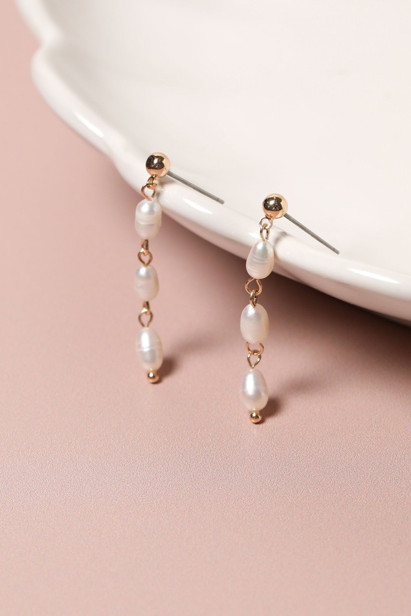 Jon Richard Real Freshwater Linear Drop Earrings