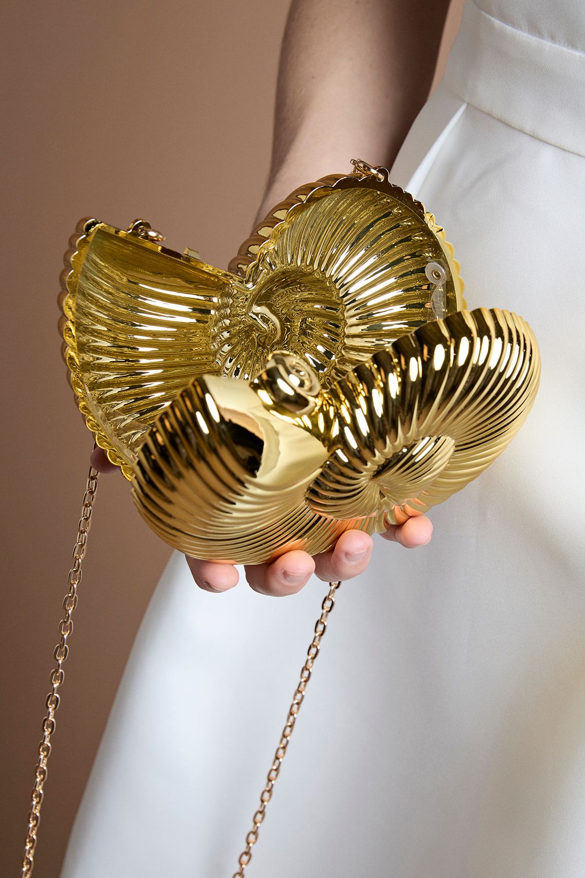 Coast Shelby Shell Clutch Bag With Crossbody Strap Gold image 3