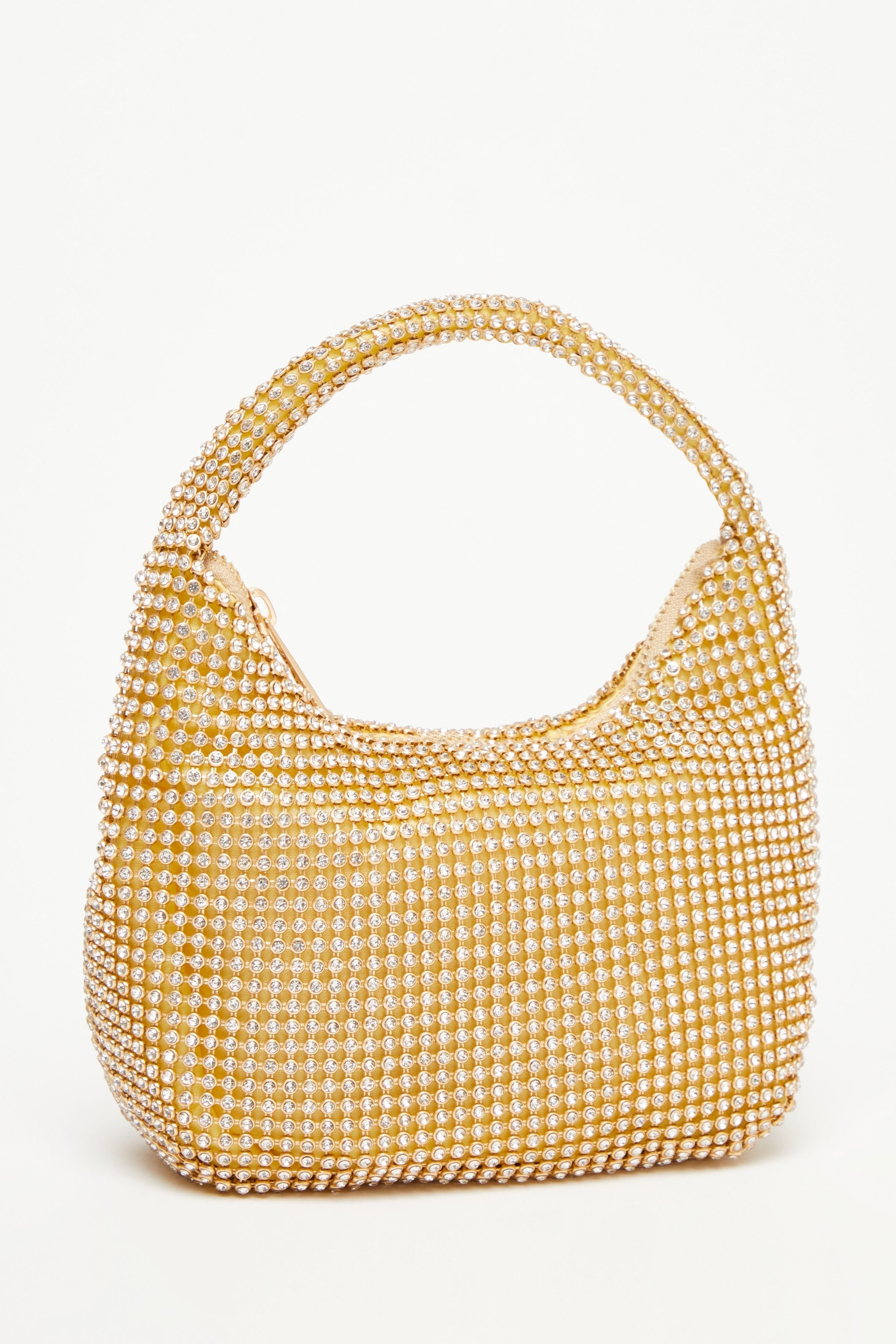 Quiz Gold Diamante Pouch Bag image 1