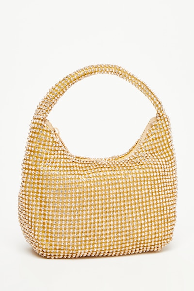 Quiz Gold Diamante Pouch Bag