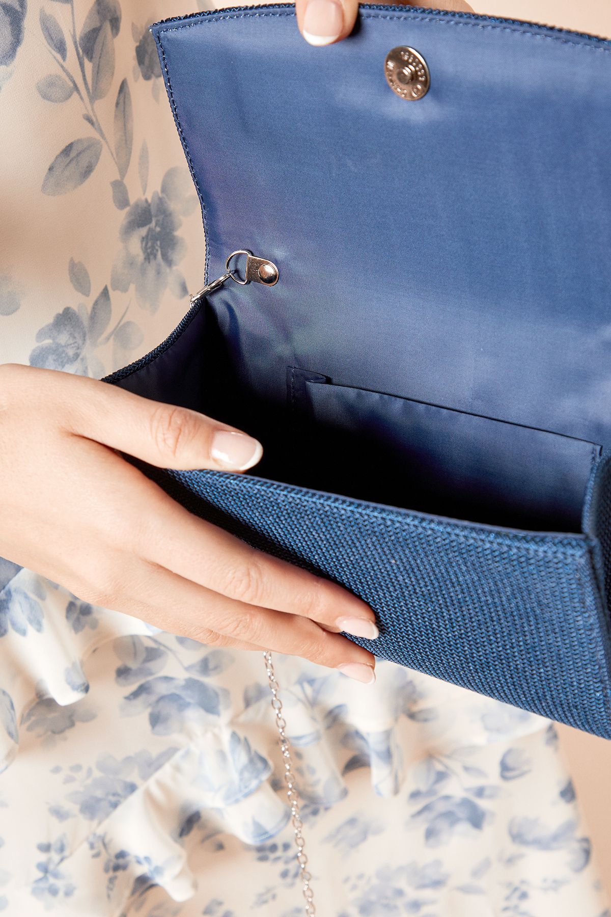 Dorothy Perkins Devon Textured Glitter Clutch Bag Navy image 3