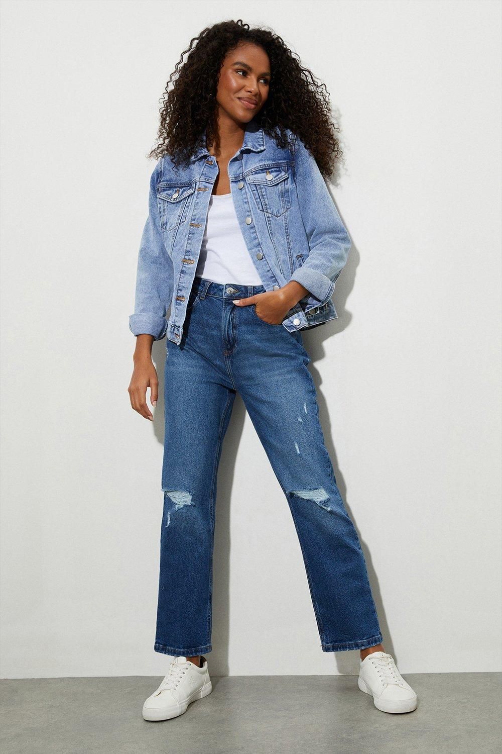 Dorothy Perkins Straight Jeans Authentic Midwash image 2