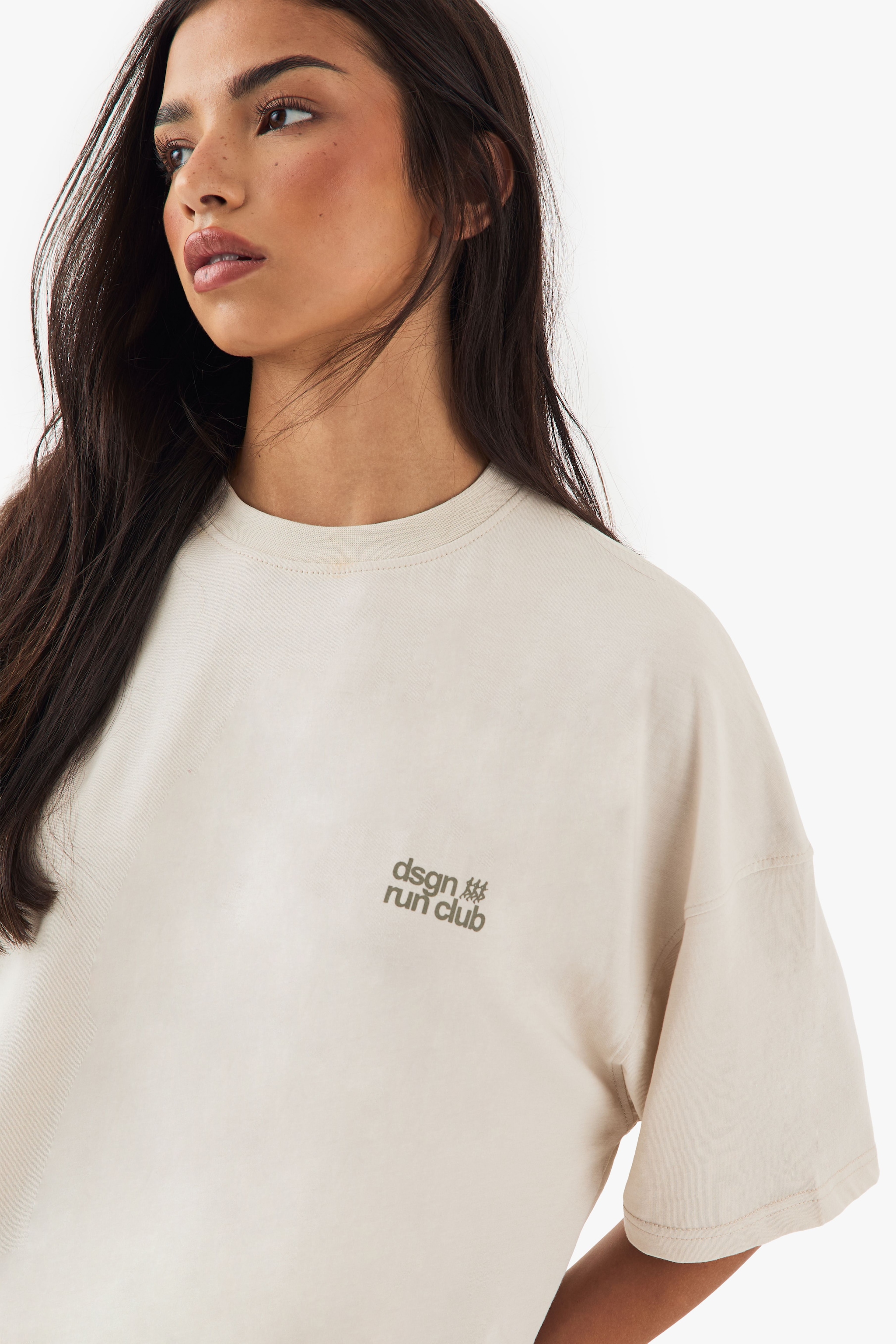 DSGN Studio DSGN Studio Run Club Oversized Printed T-shirt Stone image 3