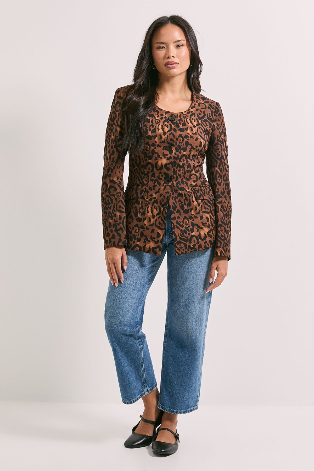 Dorothy Perkins Structured Leopard Pocket Detail Blazer Leopard image 2