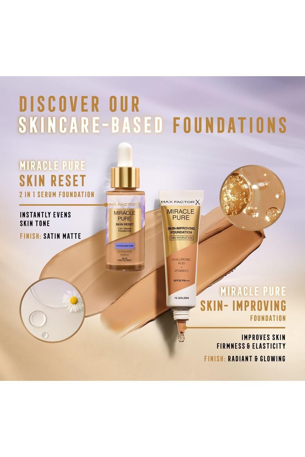 Max Factor Miracle Pure Skin Reset Serum Foundation 30ml Very Deep image 4